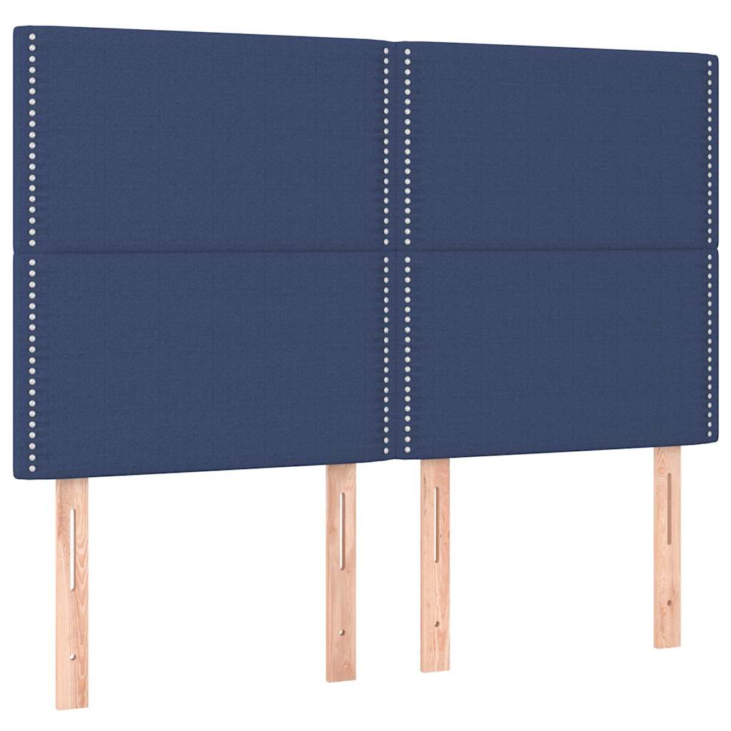 Krevet s oprugama i madracem plavi 140 x 190 cm od tkanine