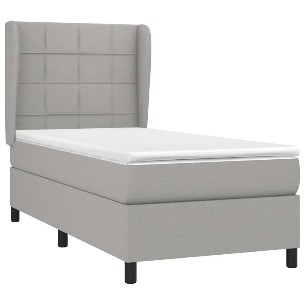 Box spring krevet s madracem svjetlosivi 90x190 cm od tkanine