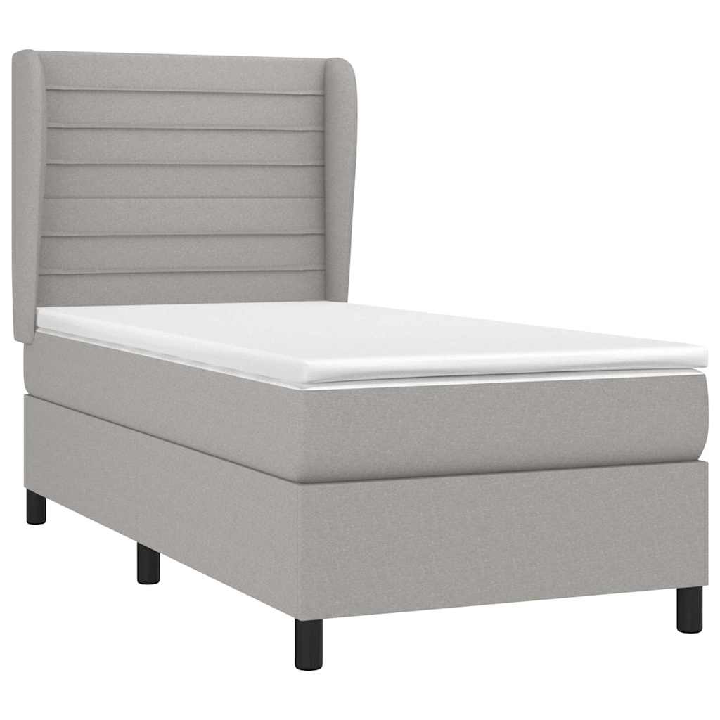 Box spring krevet s madracem svjetlosivi 90x190 cm od tkanine
