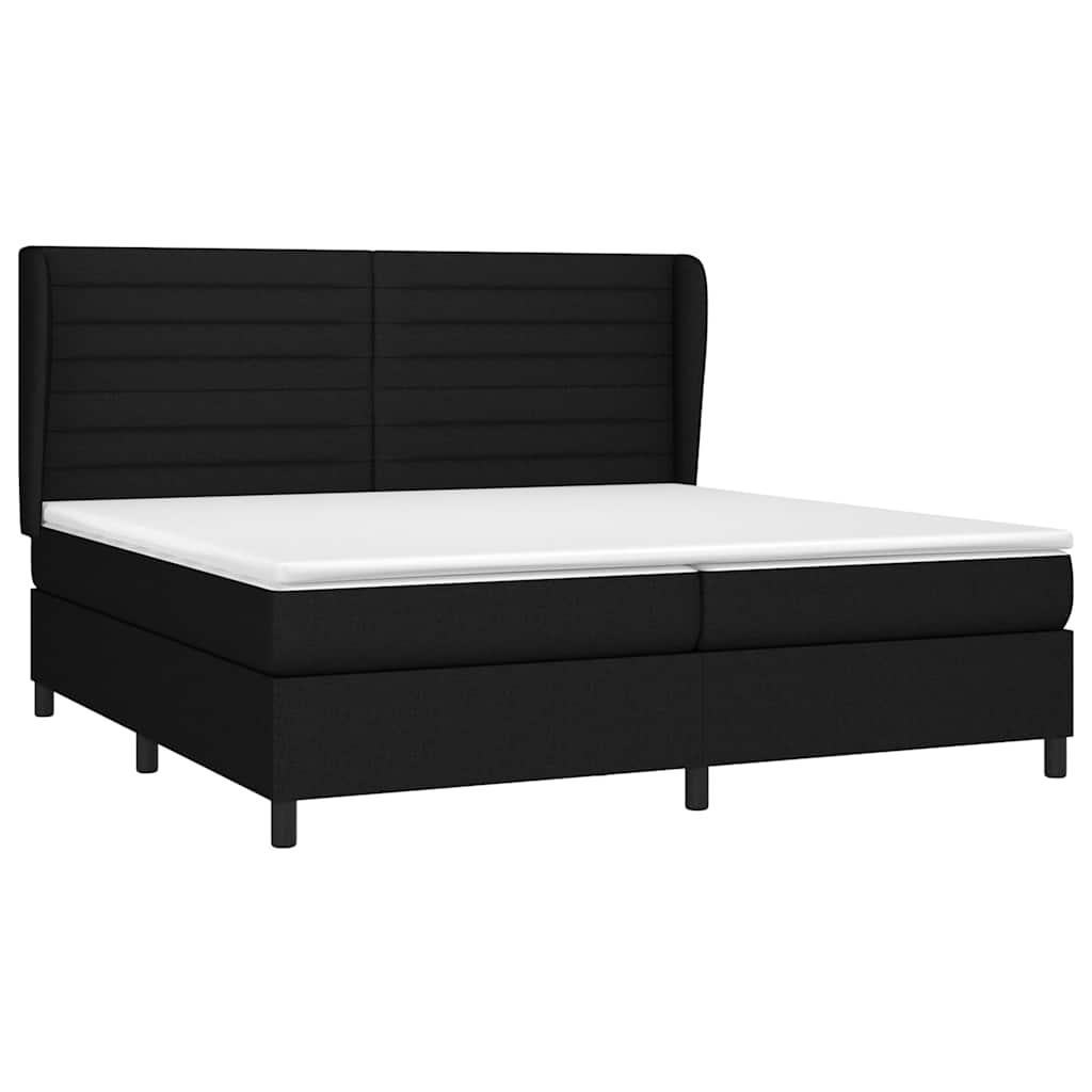 Krevet s oprugama i madracem crni 200x200 cm od tkanine