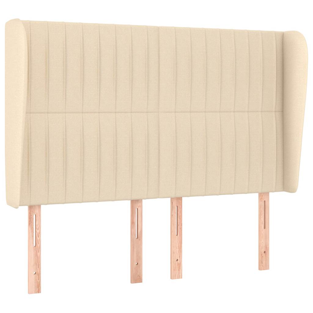 Krevet s oprugama i madracem krem 140 x 190 cm od tkanine