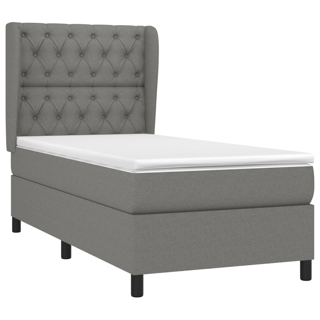 Okvir kreveta s oprugama i madrac tamnosivi 80x200cm od tkanine