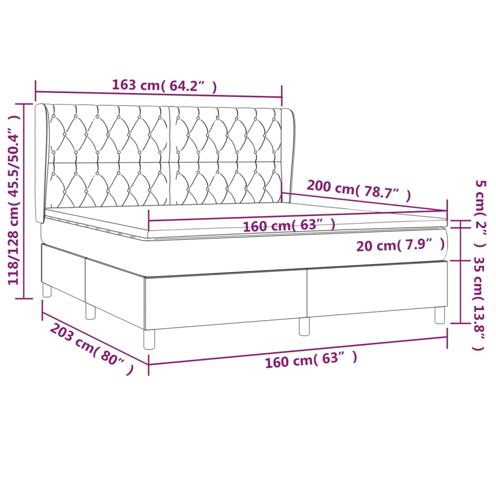 Krevet box spring s madracem svjetlosiva 160x200 cm tkanina