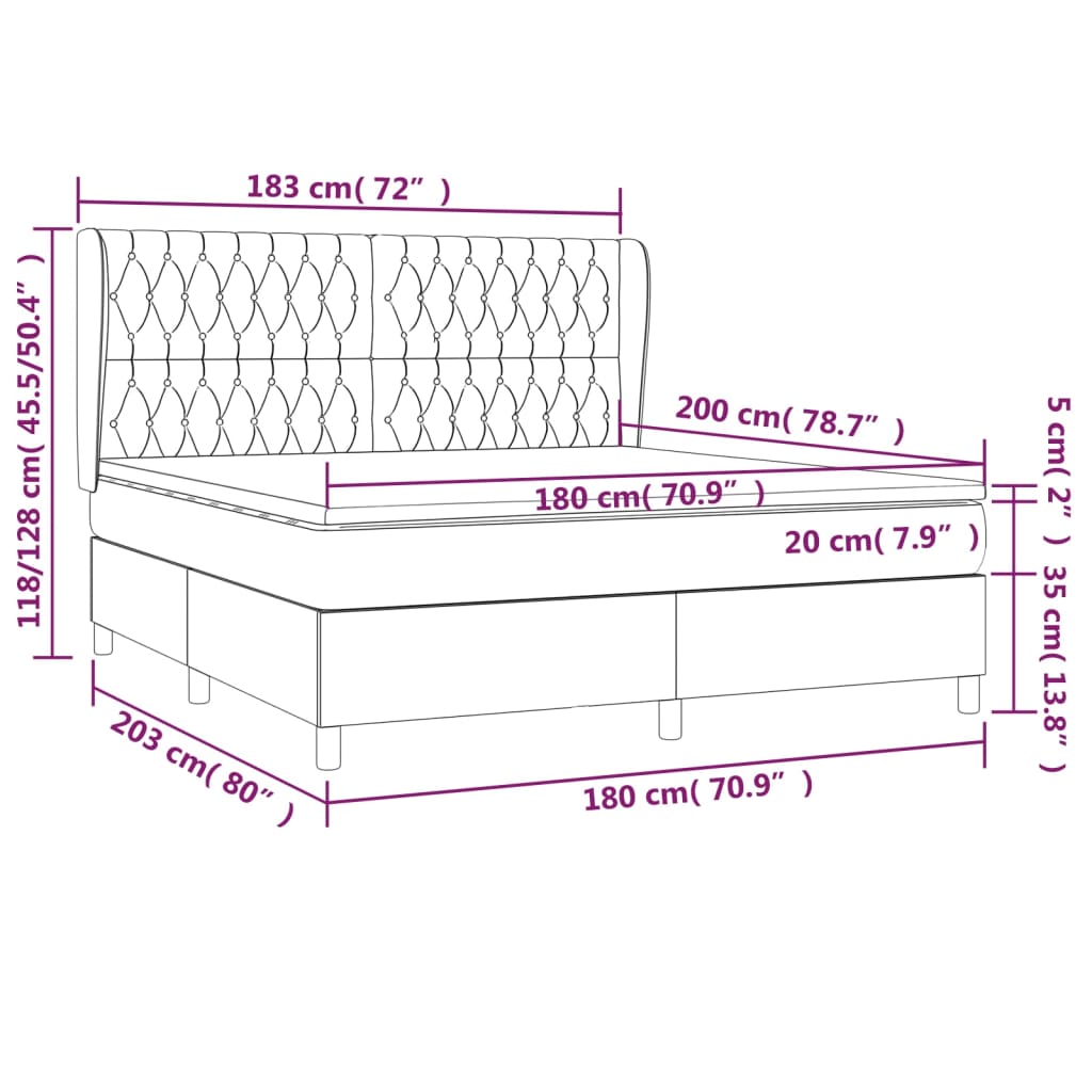 Krevet s oprugama i madracem krem 180x200 cm od tkanine