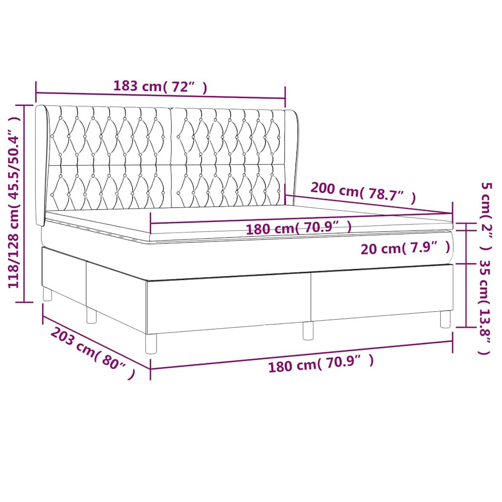 Krevet s oprugama i madracem plavi 180x200 cm od tkanine