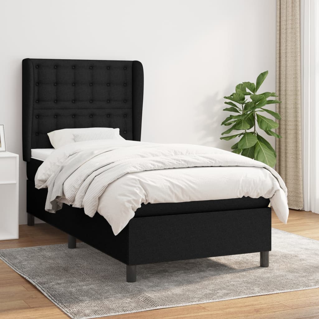 Box spring krevet s madracem crni 80 x 200 cm od tkanine