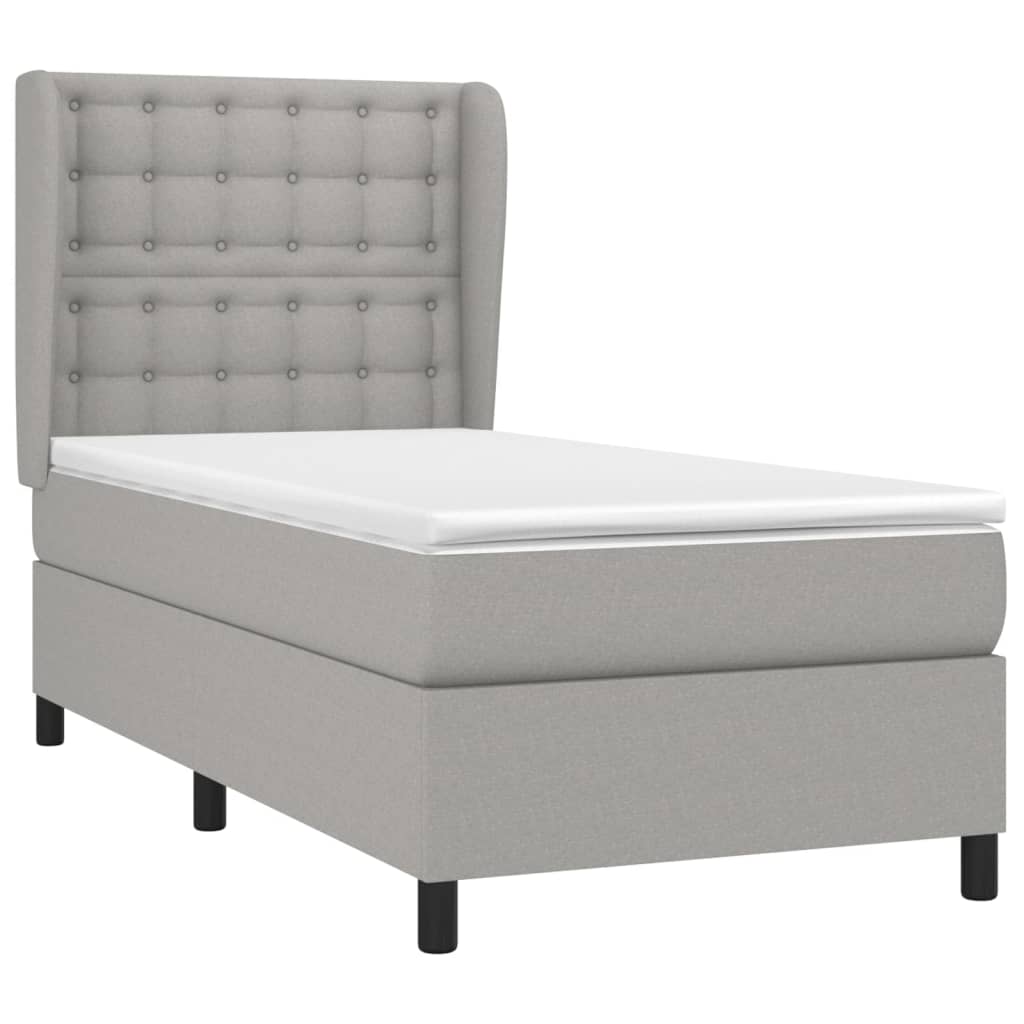 Box spring krevet s madracem svjetlosivi 90x190 cm od tkanine