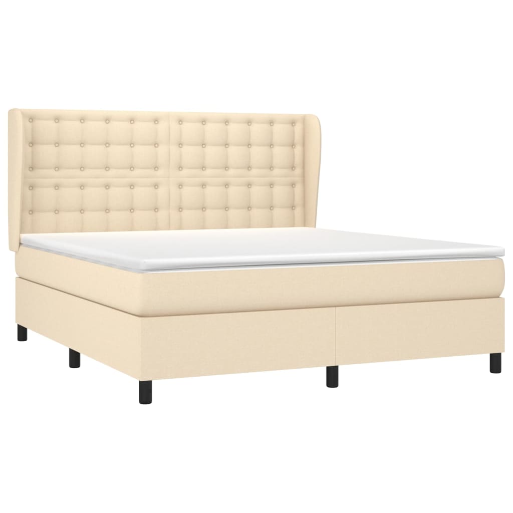 Krevet s oprugama i madracem krem 160x200 cm od tkanine
