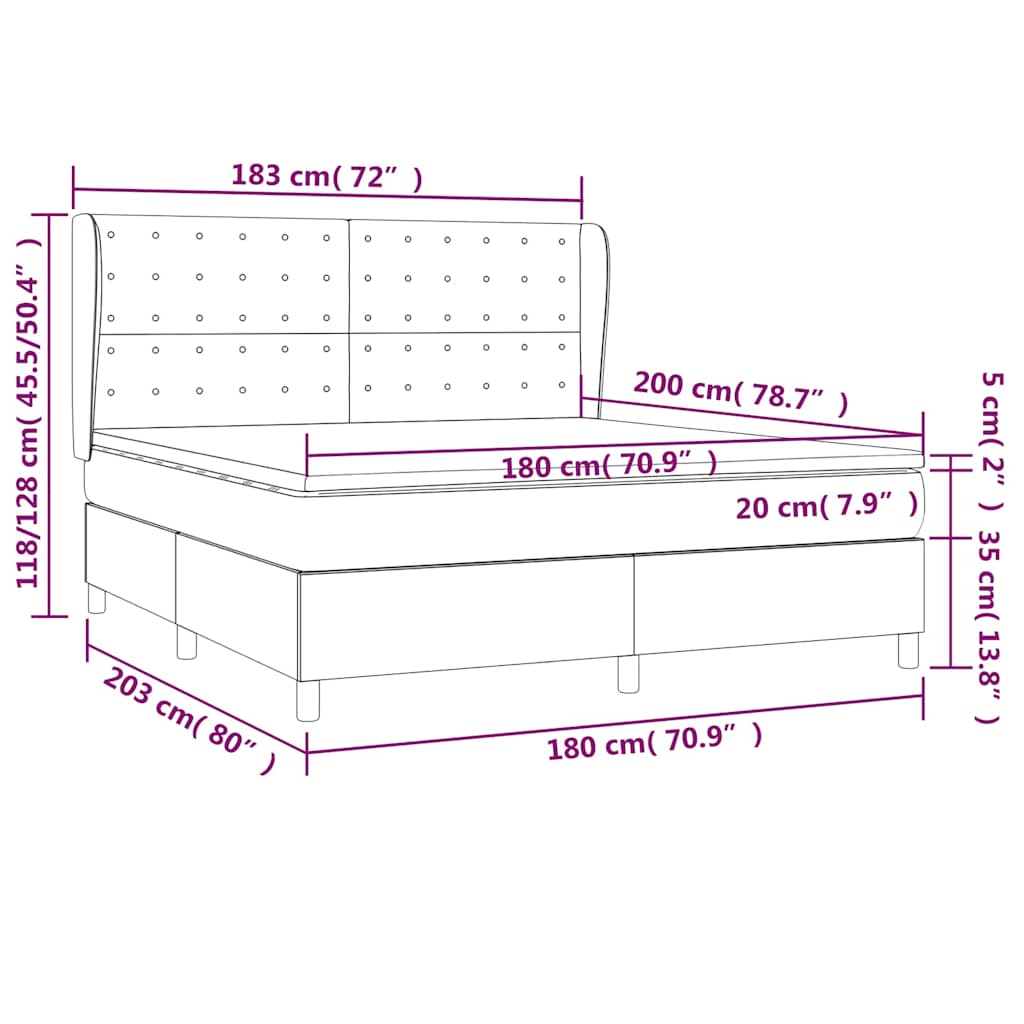 Krevet s oprugama i madracem crni 180x200 cm od tkanine