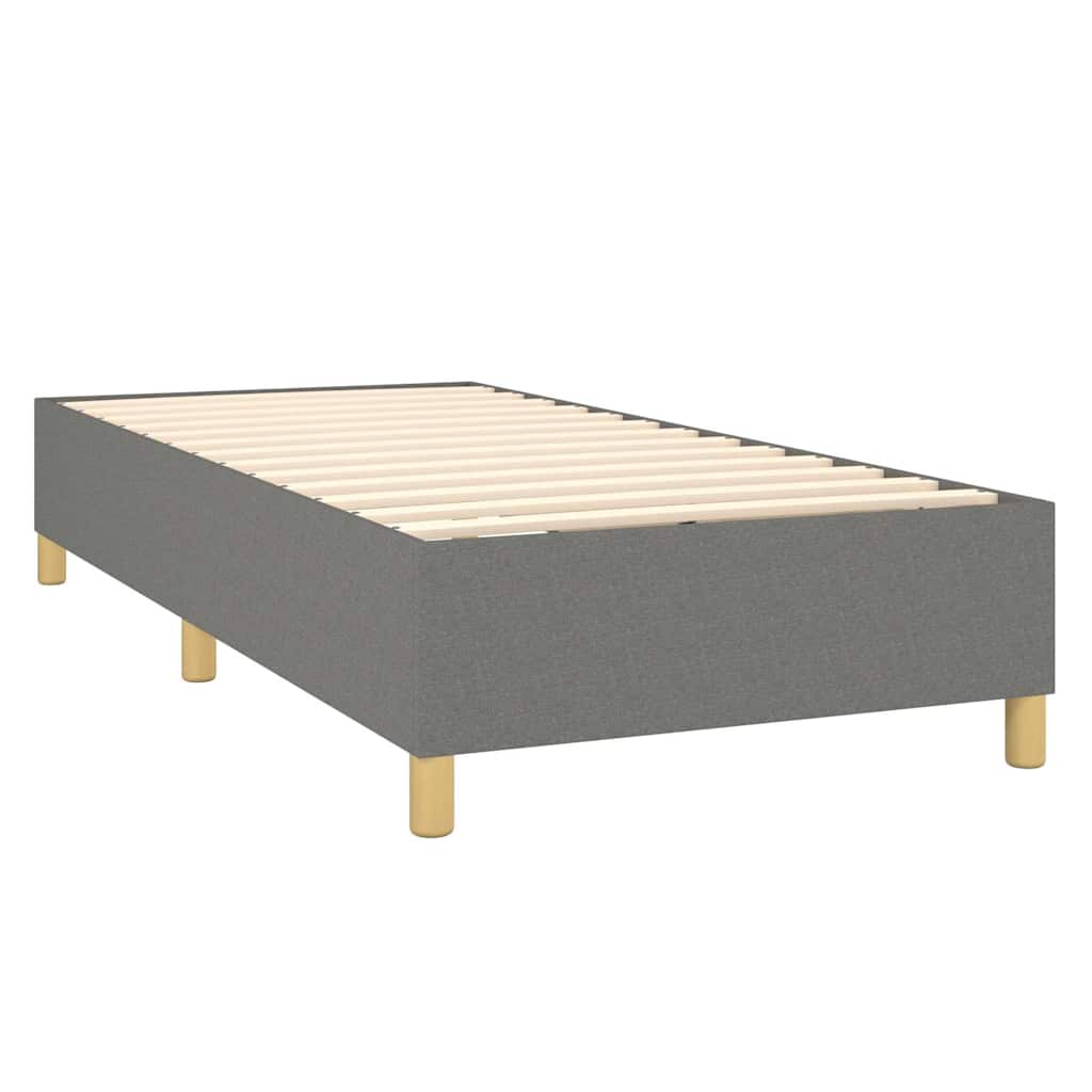 Krevet s oprugama i madracem tamnosivi 100 x 200 cm od tkanine