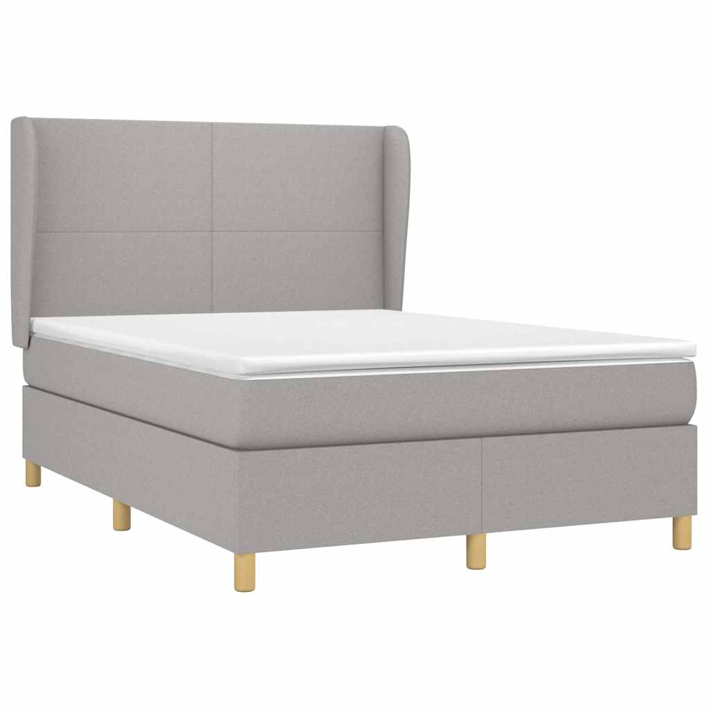 Krevet s oprugama i madracem svjetlosivi 140x190 cm od tkanine