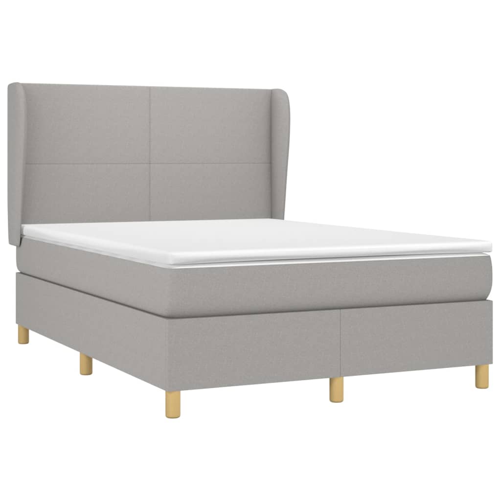 Krevet box spring s madracem svjetlosivi 140x200 cm od tkanine