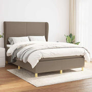 Krevet s oprugama i madracem smeđesivi 140x200 cm tkanina