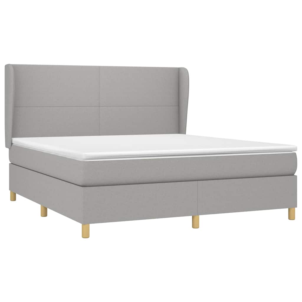 Krevet box spring s madracem svjetlosiva 160x200 cm tkanina