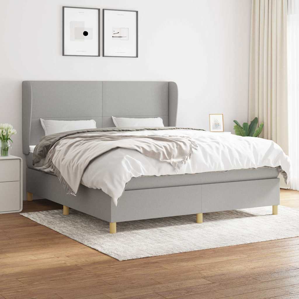 Krevet box spring s madracem svjetlosiva 160x200 cm tkanina