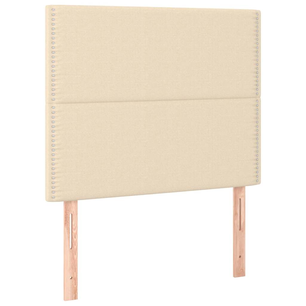 Krevet s oprugama i madracem krem 90 x 200 cm od tkanine