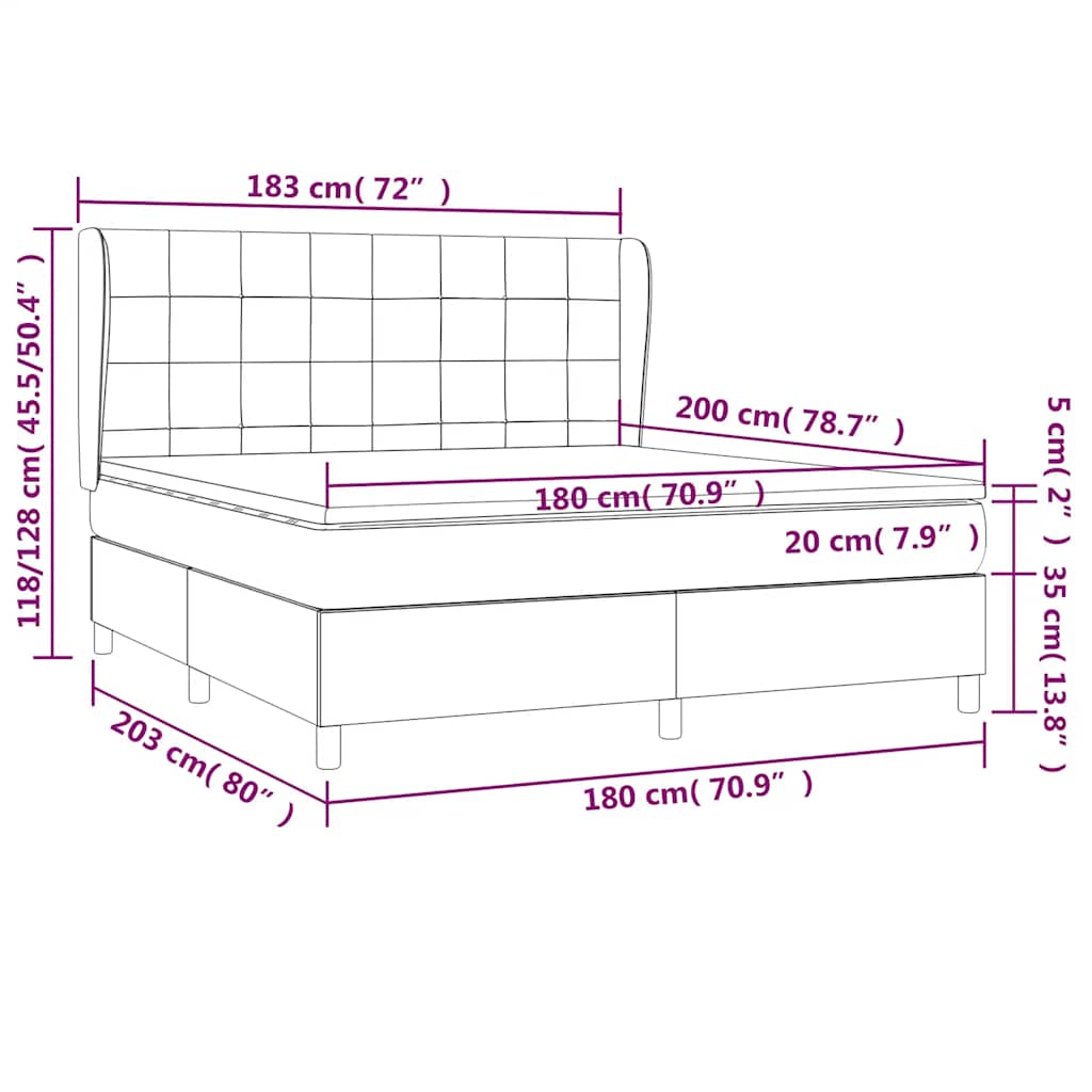 Krevet s oprugama i madracem crni 180x200 cm od tkanine