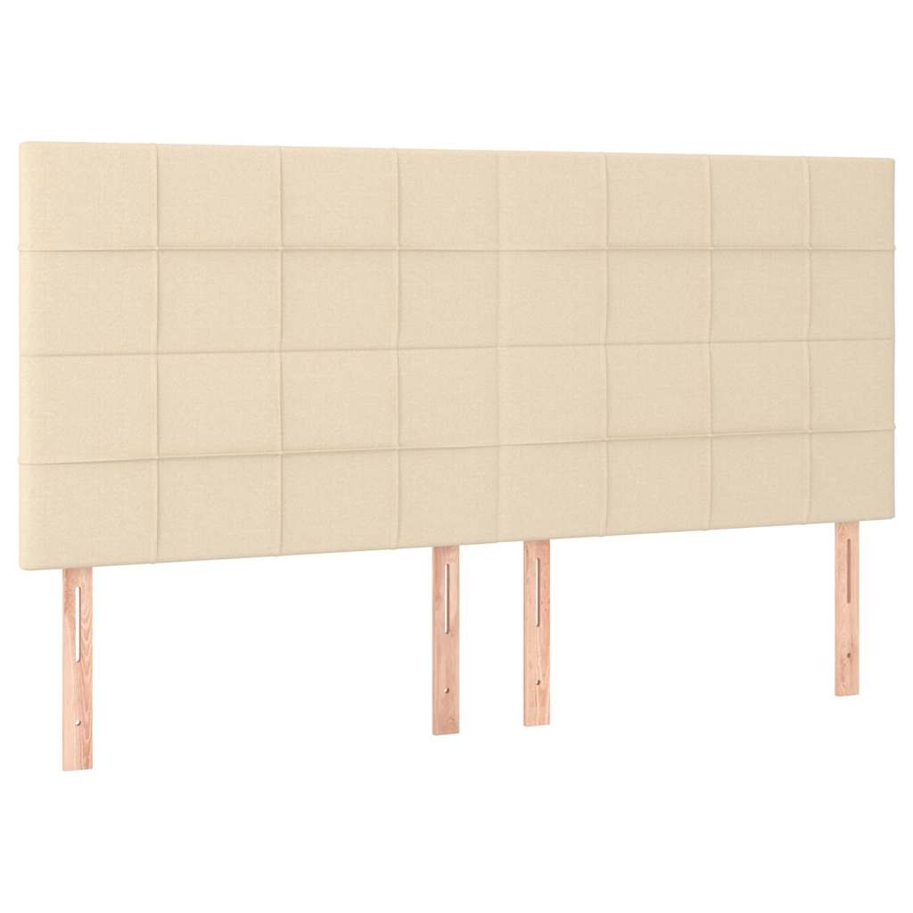 Krevet s oprugama i madracem krem 200 x 200 cm od tkanine