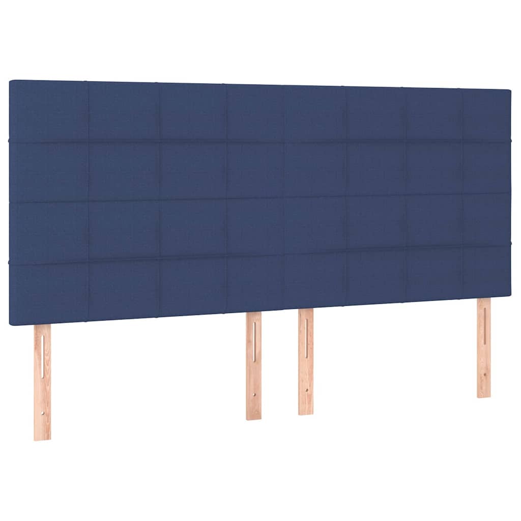 Krevet s oprugama i madracem plavi 200 x 200 cm od tkanine