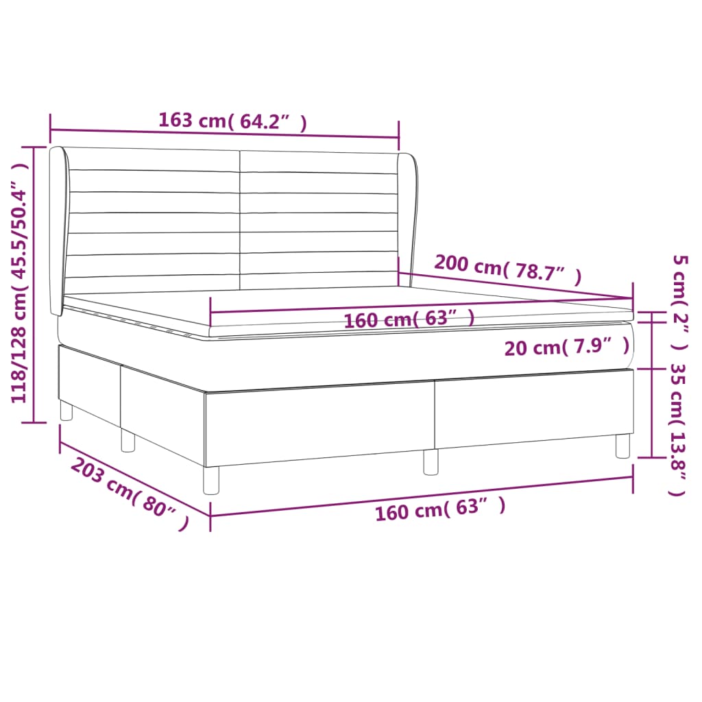 Krevet s oprugama i madracem krem 160x200 cm od tkanine