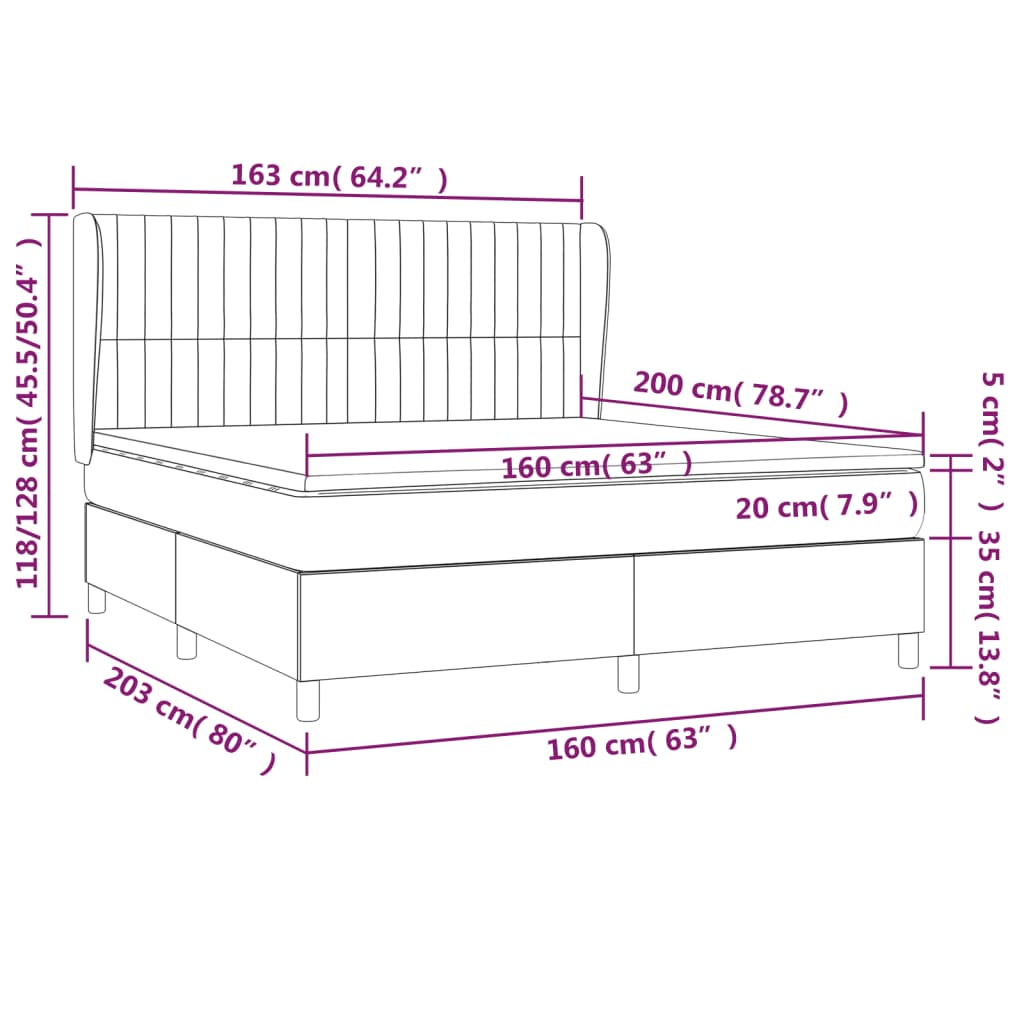 Krevet box spring s madracem svjetlosiva 160x200 cm tkanina