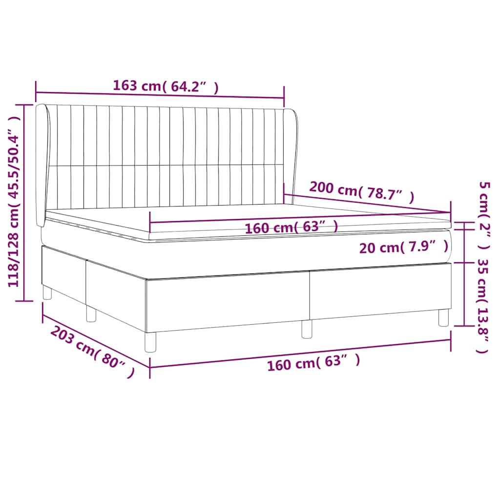 Krevet s oprugama i madracem plavi 160x200 cm od tkanine