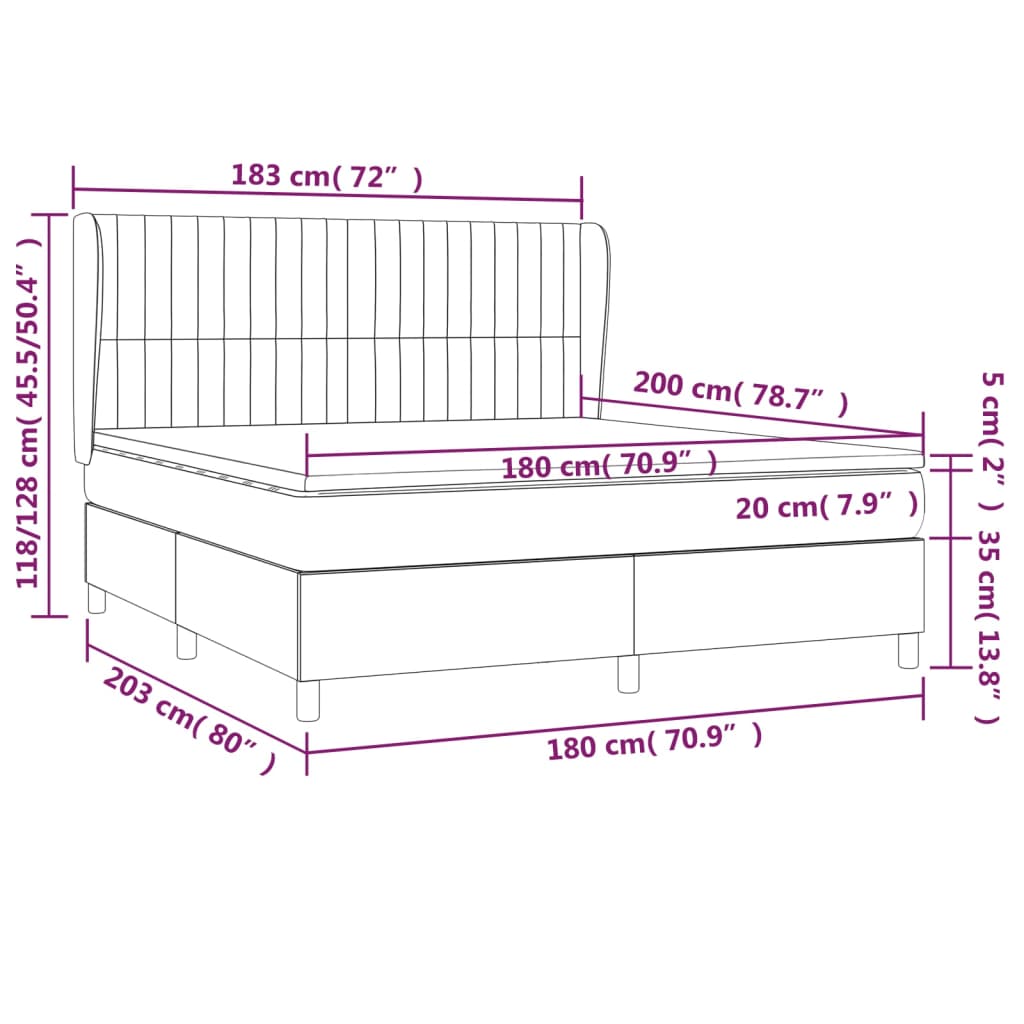 Krevet s oprugama i madracem krem 180x200 cm od tkanine