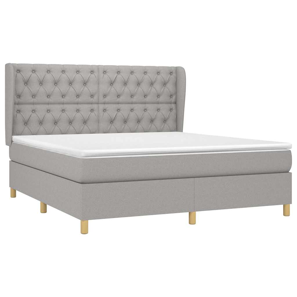 Krevet box spring s madracem svjetlosiva 160x200 cm tkanina