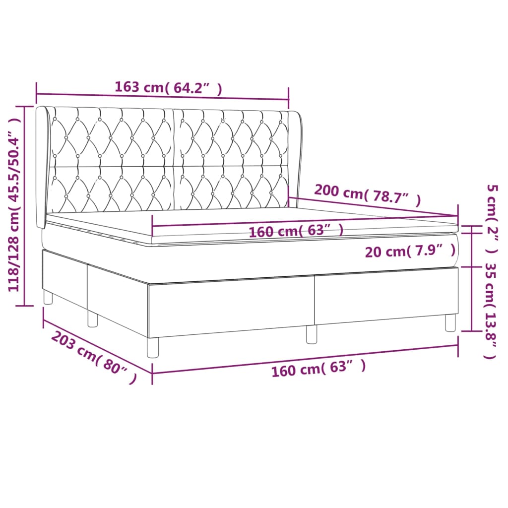Krevet box spring s madracem svjetlosiva 160x200 cm tkanina