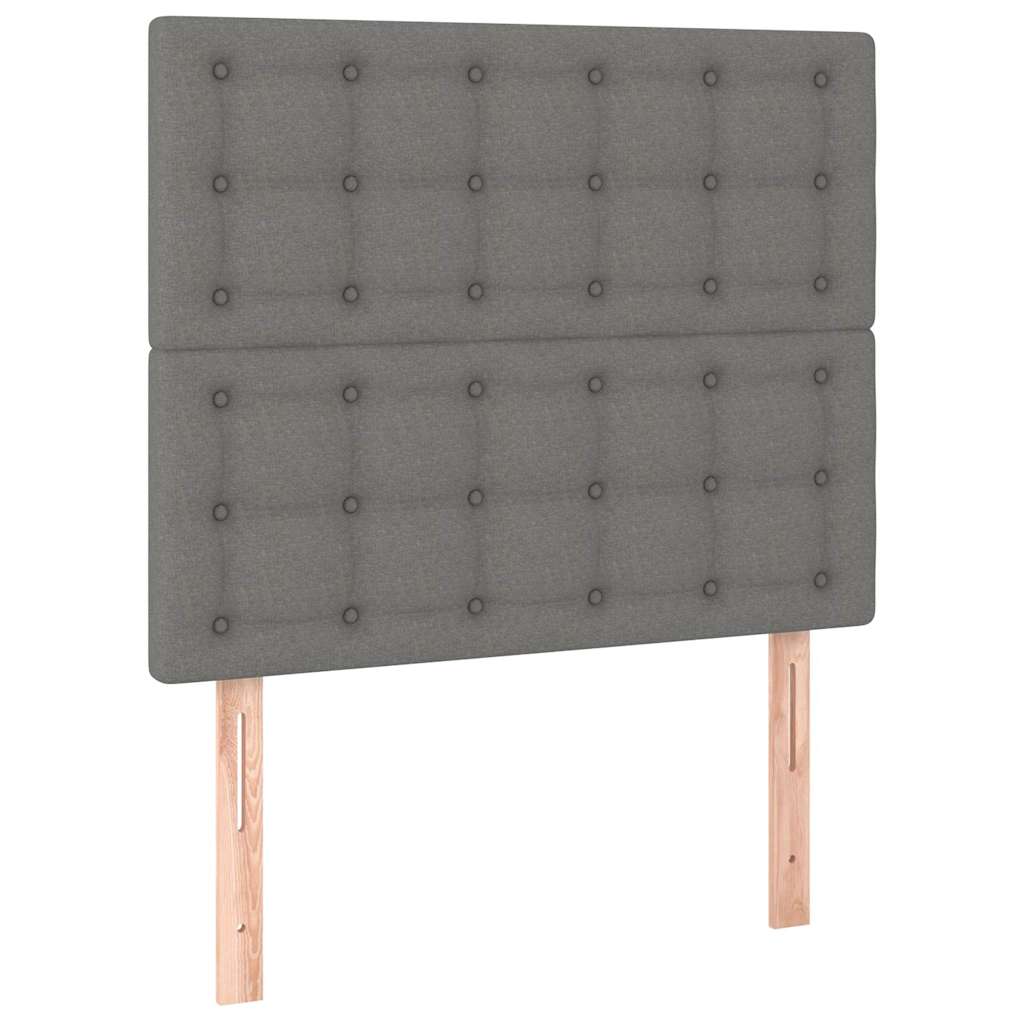 Krevet s oprugama i madracem tamnosivi 100 x 200 cm od tkanine