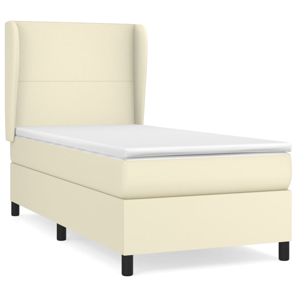 Krevet s oprugama i madracem krem 80 x 200 cm od umjetne kože