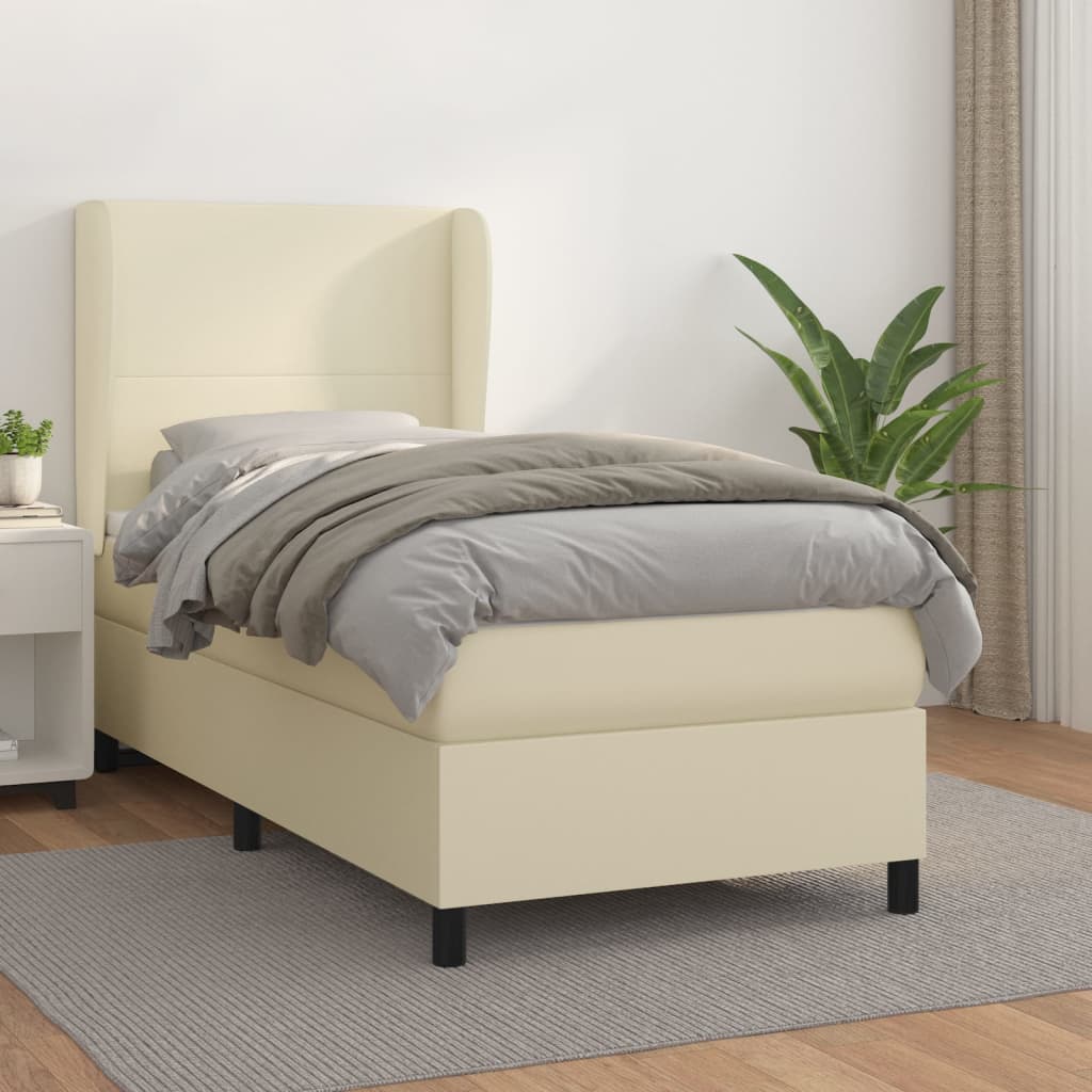 Krevet s oprugama i madracem krem 80 x 200 cm od umjetne kože