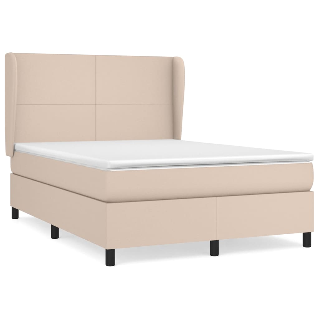 Krevet s oprugama i madrac cappuccino 140x190cm od umjetne kože