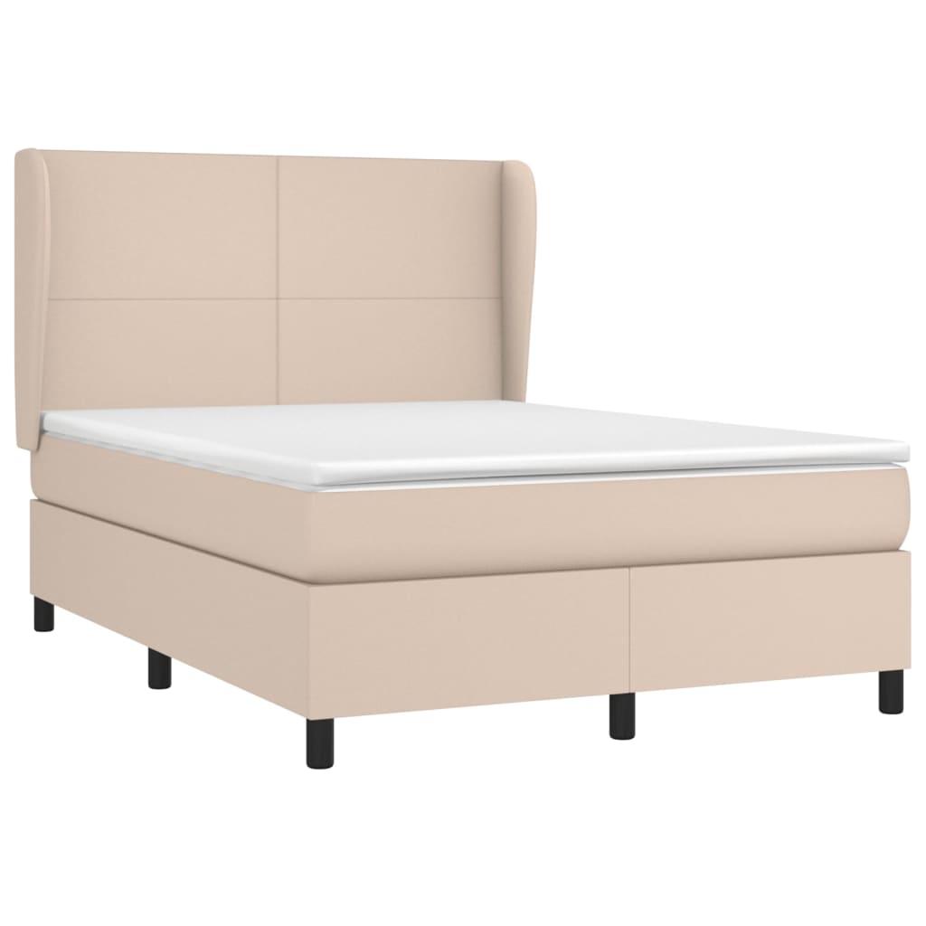 Krevet s oprugama i madrac cappuccino 140x190cm od umjetne kože