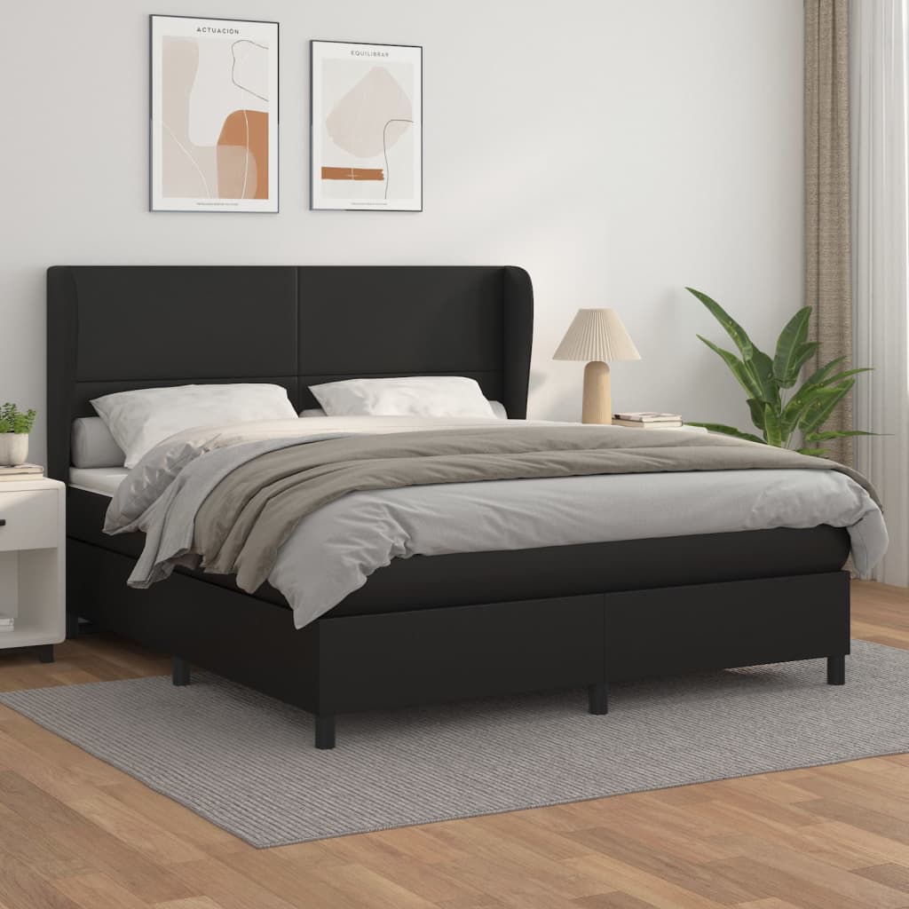 Krevet s oprugama i madracem crni 180 x 200 cm od umjetne kože