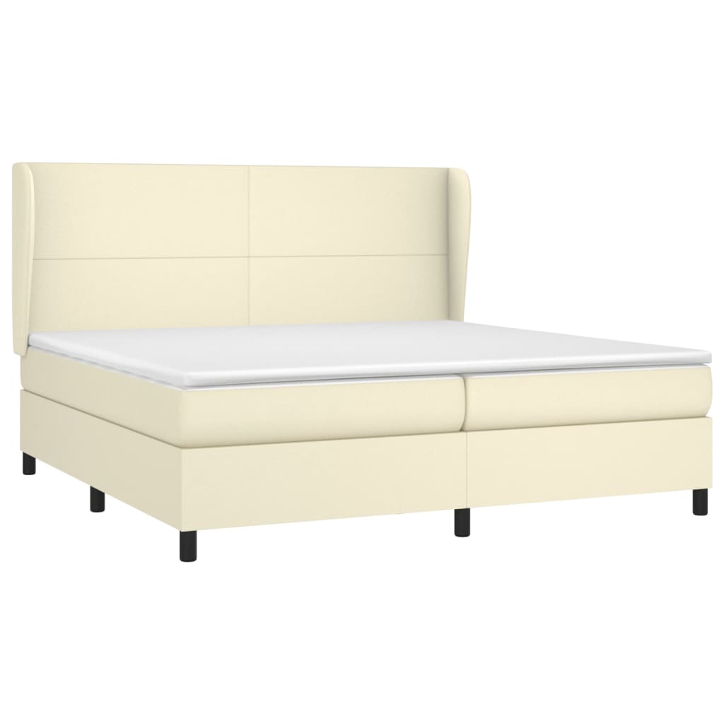 Krevet s oprugama i madracem krem 200x200 cm od umjetne kože