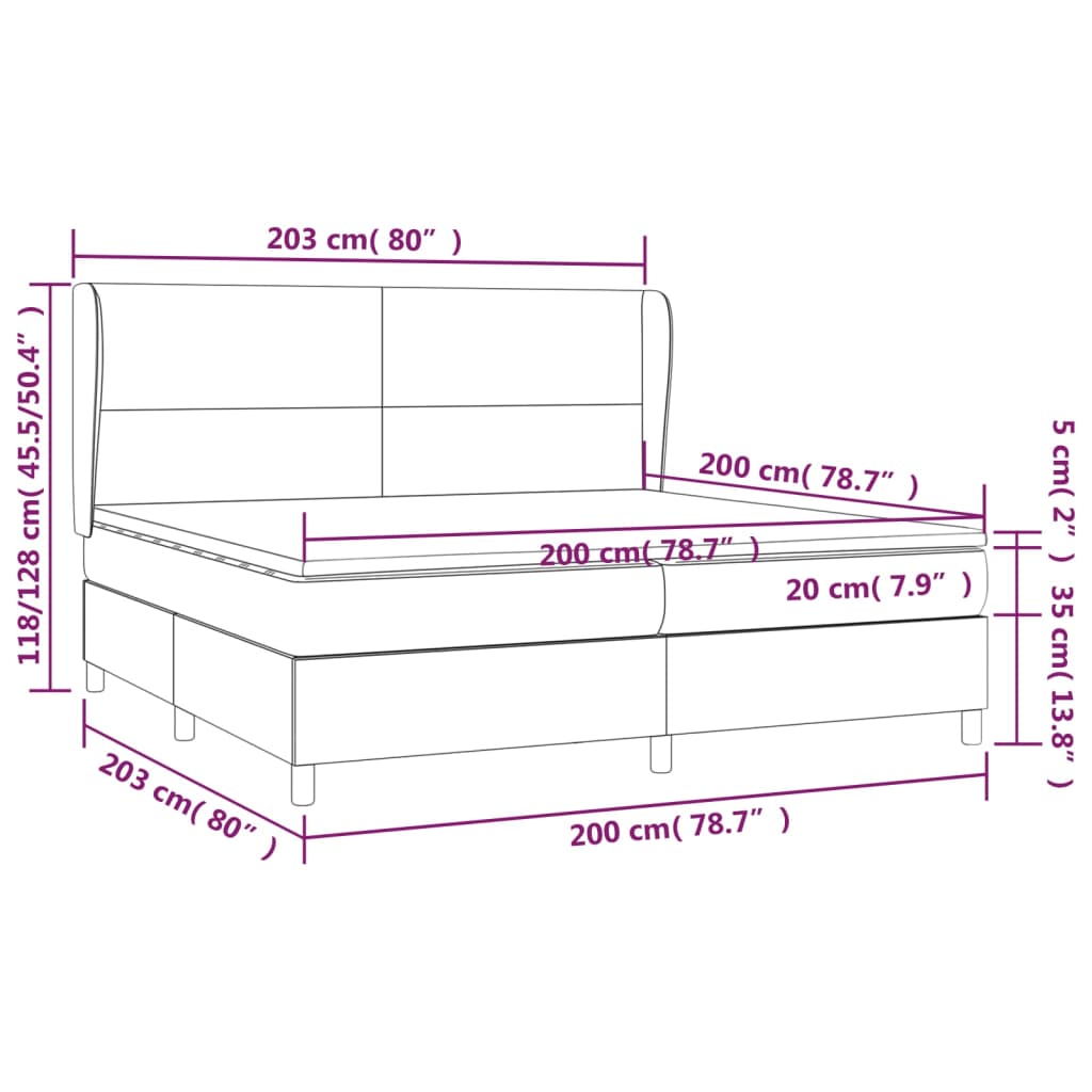 Krevet s oprugama i madracem krem 200x200 cm od umjetne kože