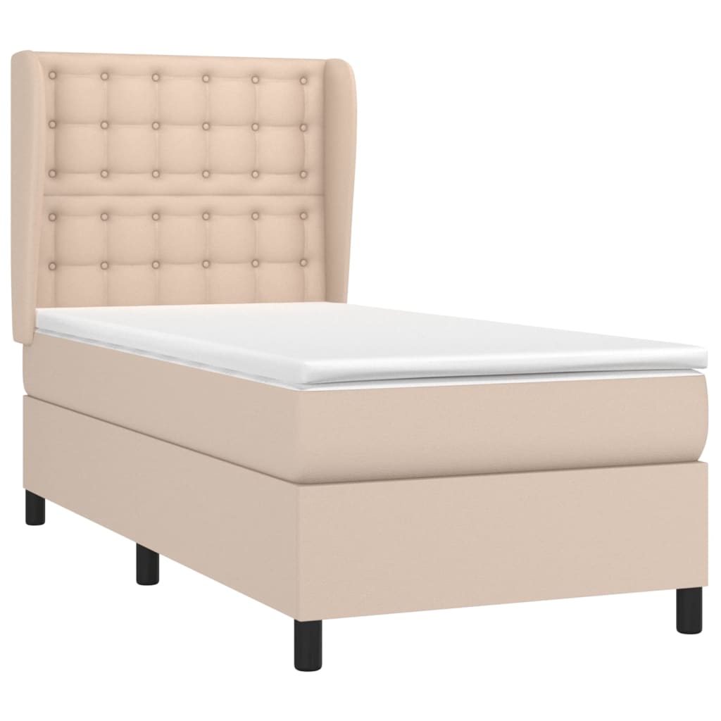Krevet s oprugama i madrac cappuccino 100x200cm od umjetne kože