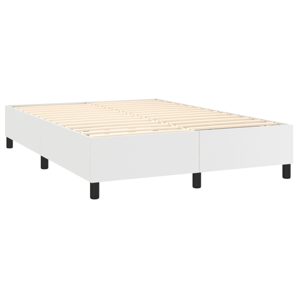 Krevet s oprugama i madracem bijeli 140x190 cm od umjetne kože