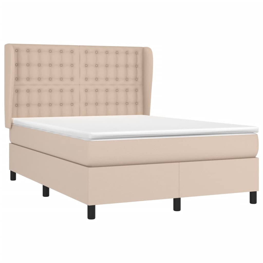 Krevet s oprugama i madrac cappuccino 140x190cm od umjetne kože