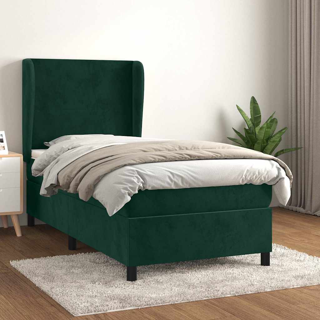 Box spring krevet s madracem tamnozeleni 100x200 cm baršunasti