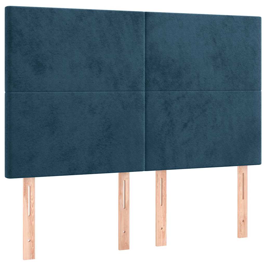 Krevet s oprugama i madracem tamnoplavi 140x200 cm baršunasti