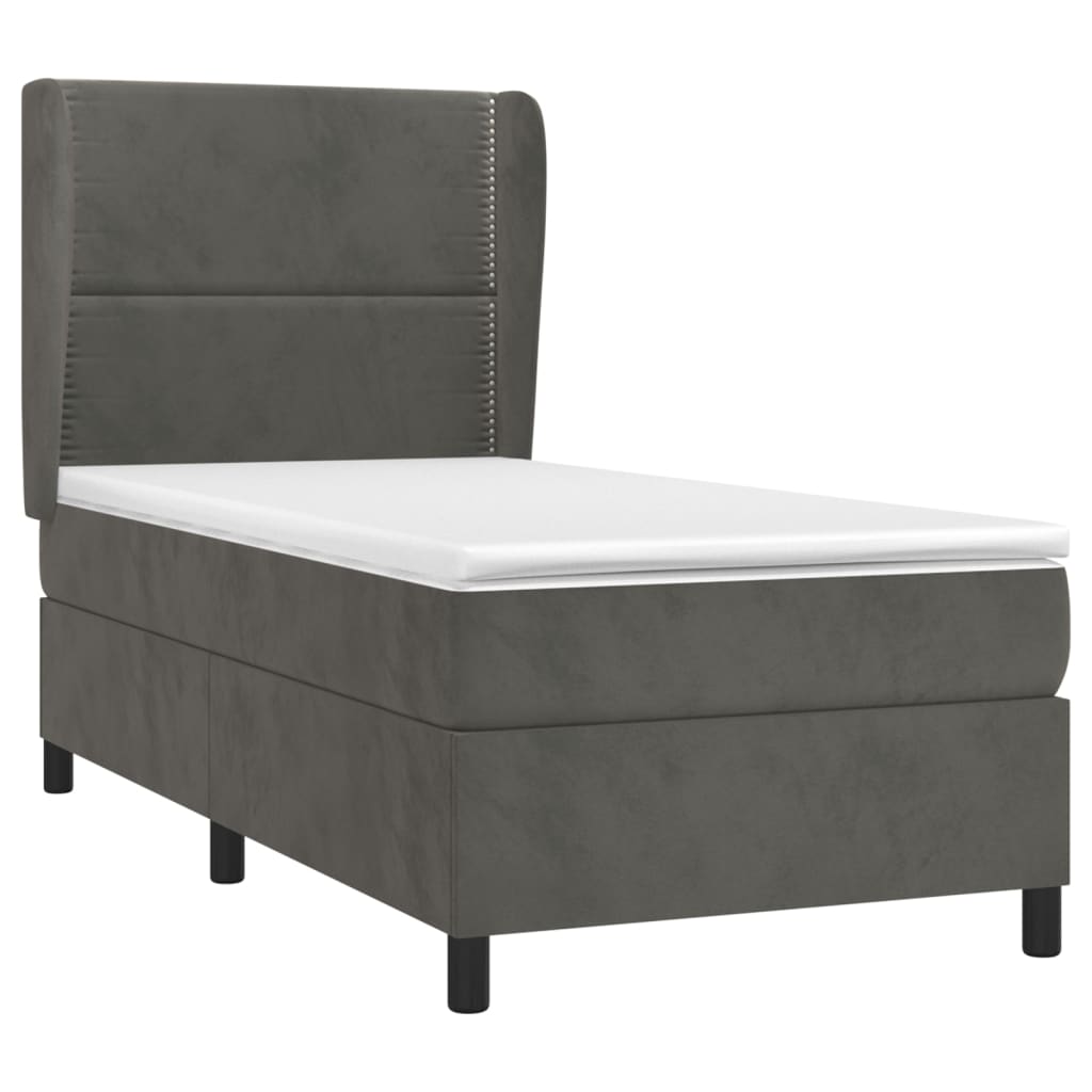 Box spring krevet s madracem tamnosivi 80 x 200 cm baršunasti