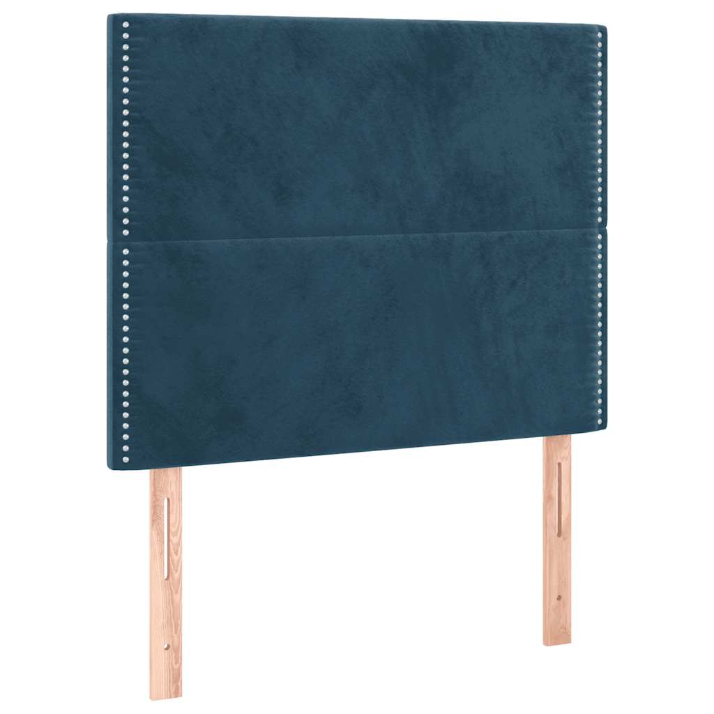 Box spring krevet s madracem tamnoplavi 90x190 cm baršunasti