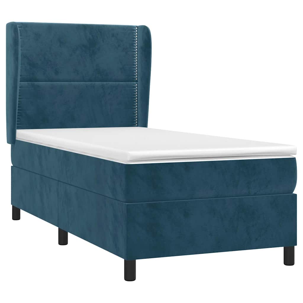 Box spring krevet s madracem tamnoplavi 100x200 cm baršunasti