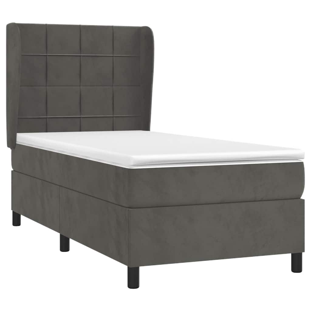 Box spring krevet s madracem tamnosivi 80 x 200 cm baršunasti