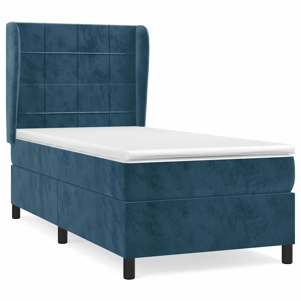 Box spring krevet s madracem tamnoplavi 90x190 cm baršunasti
