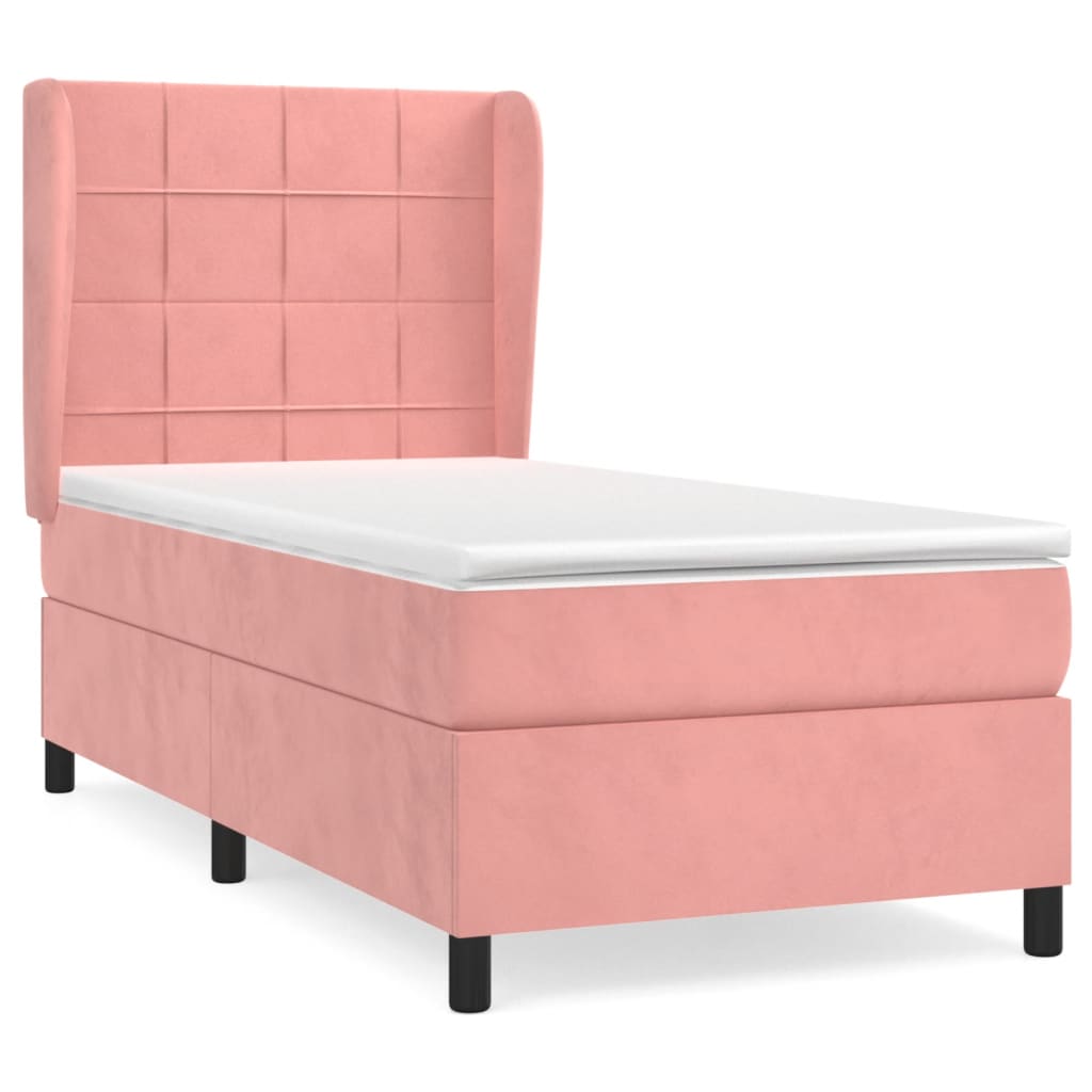Box spring krevet s madracem ružičasti 90x190 cm baršunasti