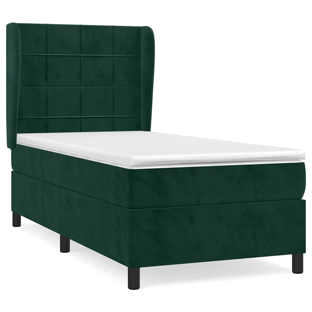 Box spring krevet s madracem tamnozeleni 100x200 cm baršunasti