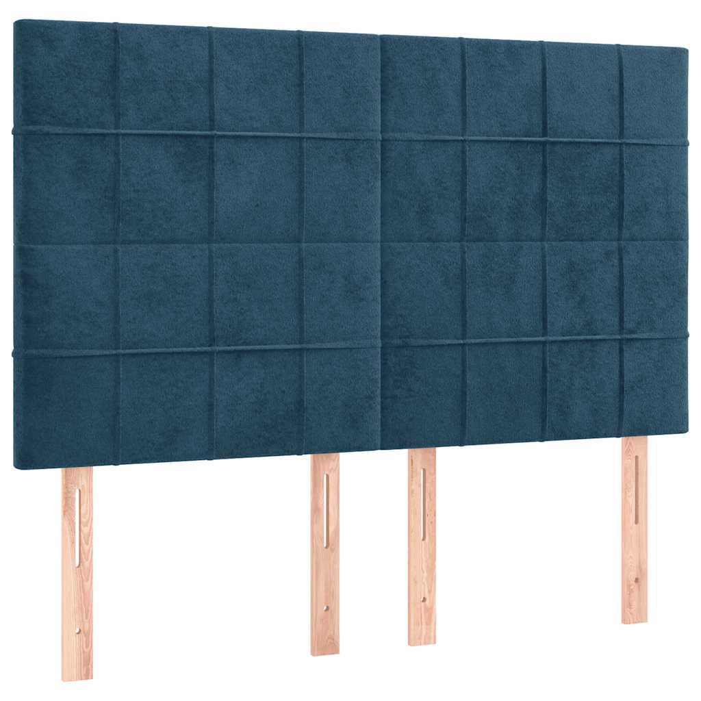 Krevet s oprugama i madracem tamnoplavi 140x200 cm baršunasti